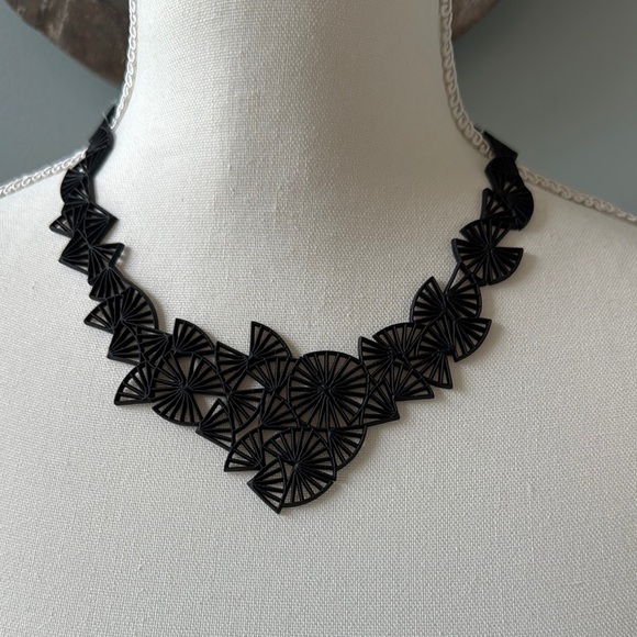 Batucada Paris Geometric  Inspired Black Lace Necklace - Picture 1 of 2